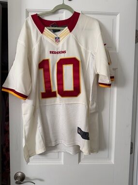 Nike Redskins #10 Cream and Burgundy Football Jersey